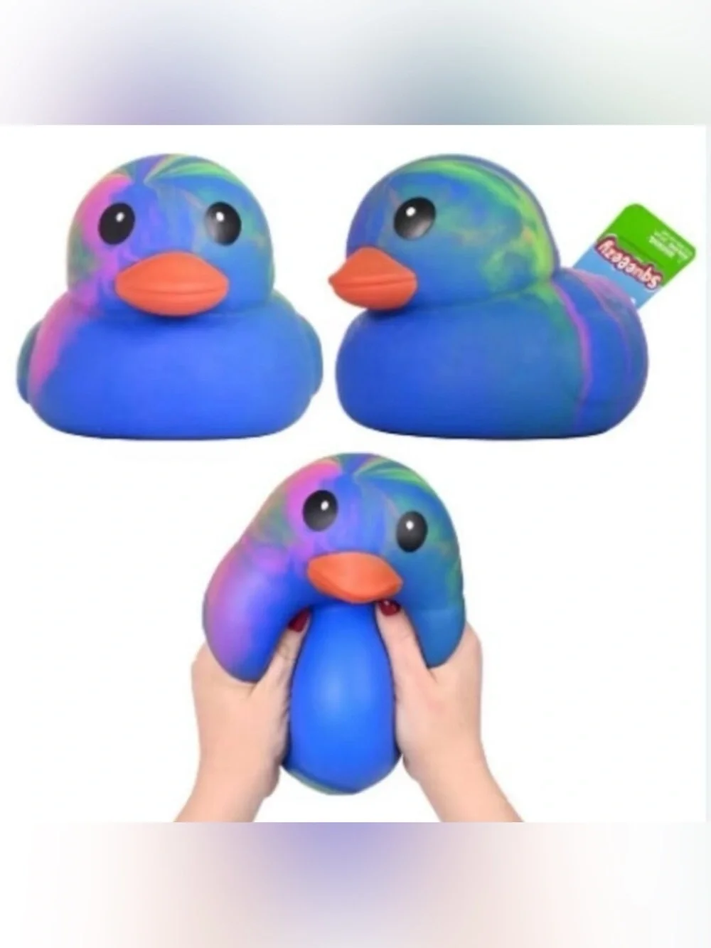 🌈 Tye Dye Rainbow Squeeezy Squish Jumbo Duck 🌈